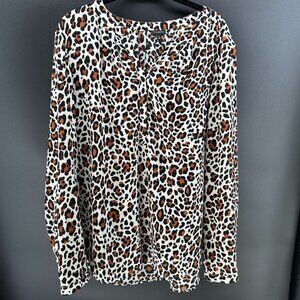 Talbots Leopard Print Blouse - Black, Brown, White